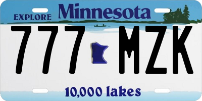 MN license plate 777MZK