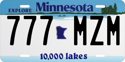MN license plate 777MZM
