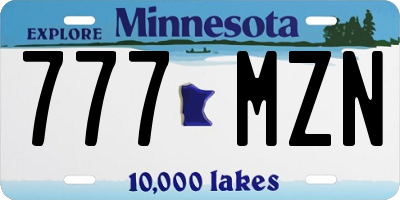 MN license plate 777MZN