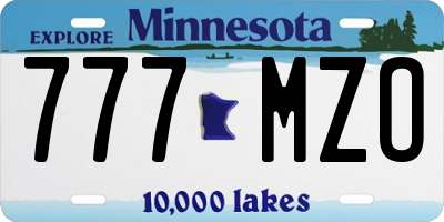 MN license plate 777MZO