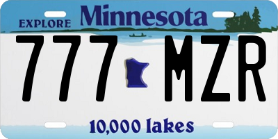 MN license plate 777MZR