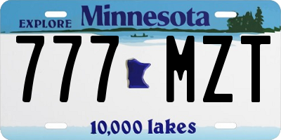 MN license plate 777MZT