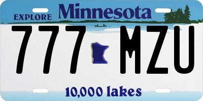 MN license plate 777MZU