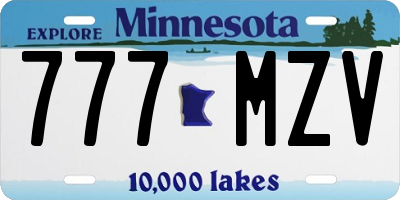 MN license plate 777MZV