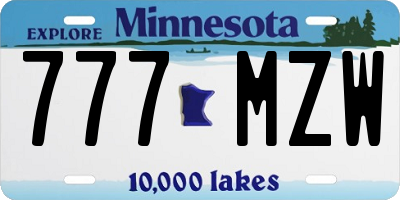 MN license plate 777MZW