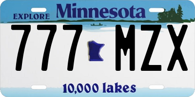 MN license plate 777MZX