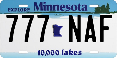 MN license plate 777NAF