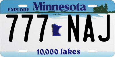 MN license plate 777NAJ