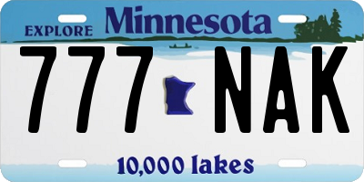MN license plate 777NAK