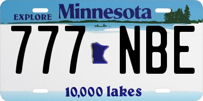 MN license plate 777NBE