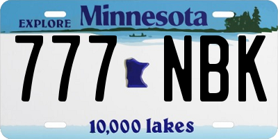 MN license plate 777NBK