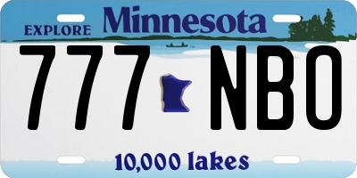 MN license plate 777NBO