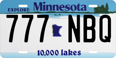 MN license plate 777NBQ