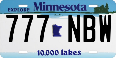 MN license plate 777NBW
