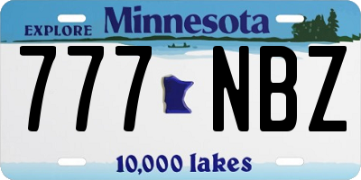MN license plate 777NBZ
