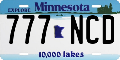 MN license plate 777NCD