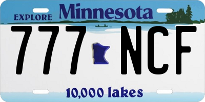 MN license plate 777NCF