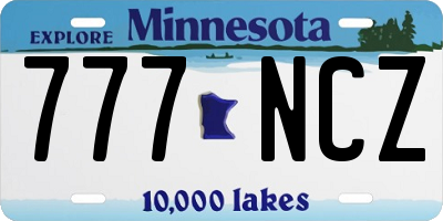 MN license plate 777NCZ