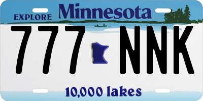 MN license plate 777NNK