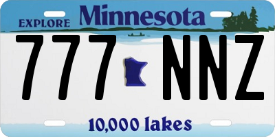 MN license plate 777NNZ