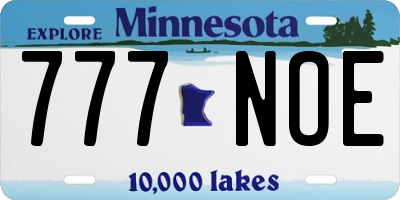 MN license plate 777NOE