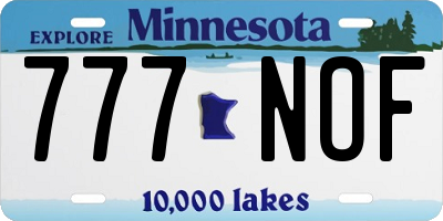 MN license plate 777NOF