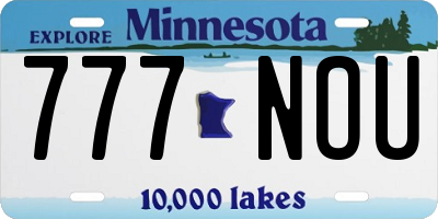 MN license plate 777NOU