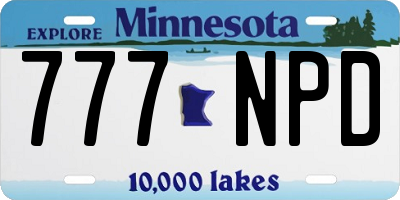 MN license plate 777NPD