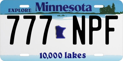 MN license plate 777NPF