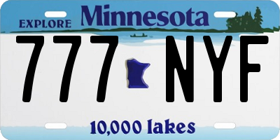 MN license plate 777NYF
