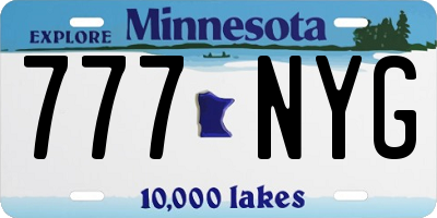 MN license plate 777NYG
