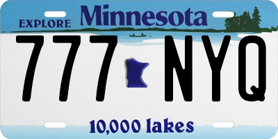 MN license plate 777NYQ