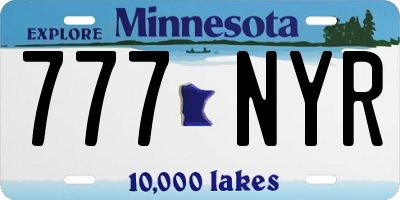 MN license plate 777NYR