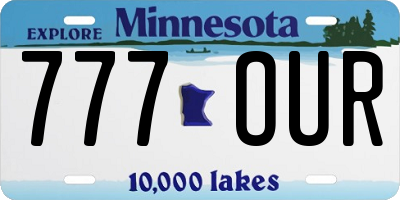 MN license plate 777OUR
