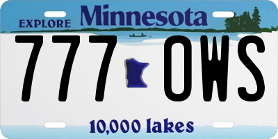 MN license plate 777OWS