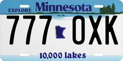MN license plate 777OXK