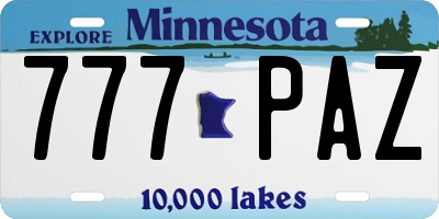 MN license plate 777PAZ