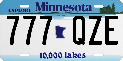 MN license plate 777QZE