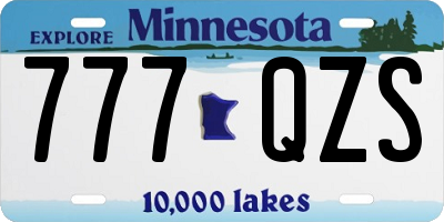 MN license plate 777QZS