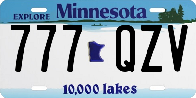 MN license plate 777QZV