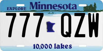 MN license plate 777QZW