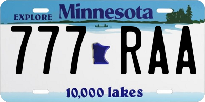 MN license plate 777RAA