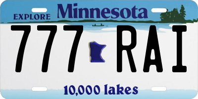 MN license plate 777RAI