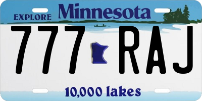 MN license plate 777RAJ