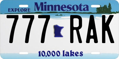 MN license plate 777RAK