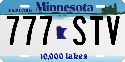 MN license plate 777STV