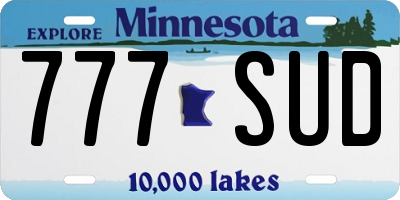 MN license plate 777SUD