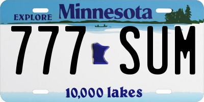 MN license plate 777SUM