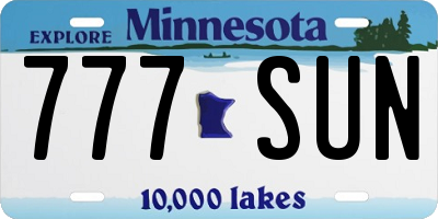 MN license plate 777SUN