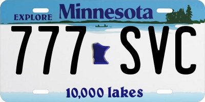 MN license plate 777SVC